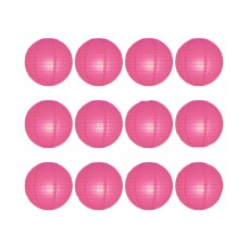 8" Paper Lantern Fuschia Regular Wire Value Pack (12 PCS)